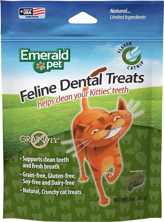 Feline Dental Treats — Tasty and Crunchy Cat Dental Treats Grain Free — Natural Dental Treats to Clean Cat Teeth, Freshen Cat Breath, and Reduce Plaque and Tartar Buildup — Catnip Treats, 3 oz-PawvioPets