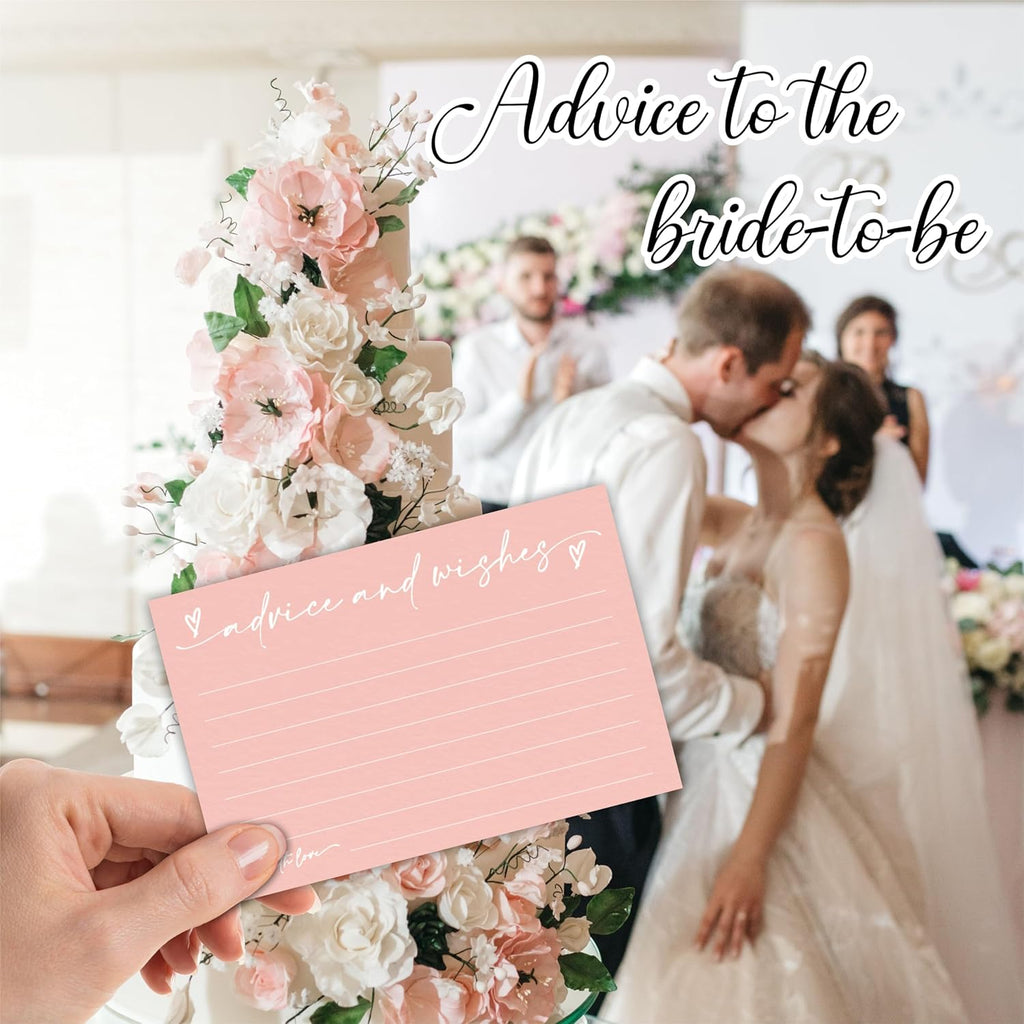 30 Advice & Wishes Cards - Peach Pink - Double Sided Fill-In Advice Cards For Bridal, Wedding, Graduate Party, Mr & Mrs, Retirement, Baby Shower, Party Favor & Supplies - B02