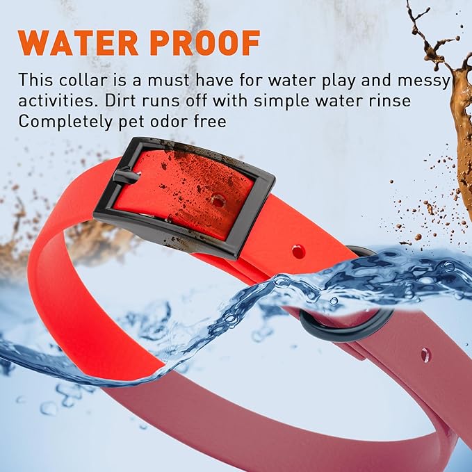 Dogline Biothane Waterproof Dog Collar Strong Coated Nylon Webbing with Black Hardware Odor- Proof for Easy Care Easy to Clean High Performance Fits Small Medium or Large Dogs, Cherry Red-PawvioPets