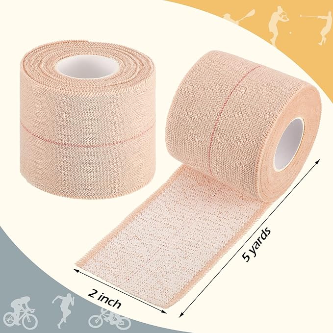 4 Rolls Elastic Tape Adhesive Elastic Tape Self Adhesive Bandage Wrap Flexible Stretch Bandages for Sports Ankle, Knee and Wrist Sprains Animal Pets, 2 Inch x 5 Yard-PawvioPets