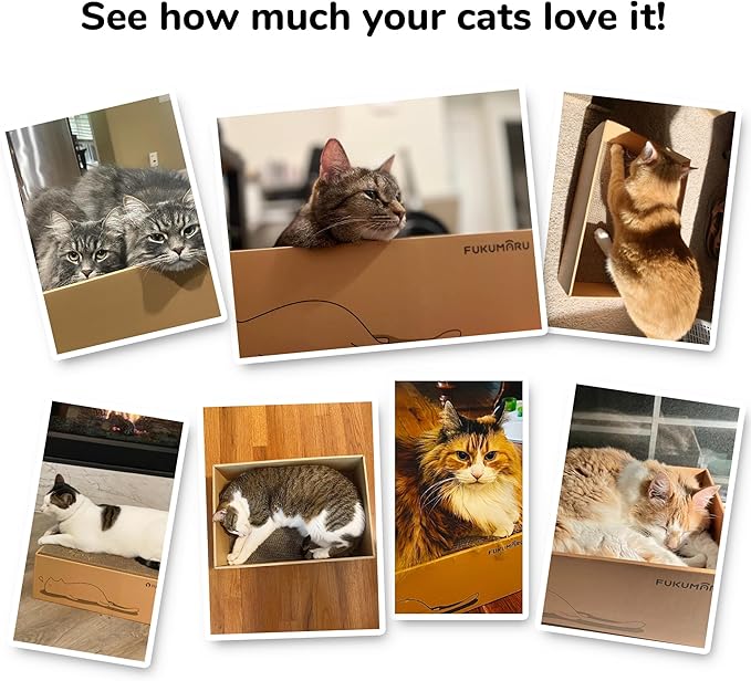 FUKUMARU 5 PCS Cat Scratching Boards, 11.4 Inch Width Ex-Large Cat Scratcher Box, Reversible Cardboard Scratchers for Indoor Cats, Cat Scratch Box for Large, Medium and Small Cats, Protect Furniture-PawvioPets