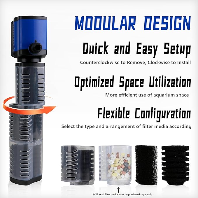 COOSPIDER Aquarium Filter Pond Filter for 100-300 Gallon, 660GPH Powerful Filtration Pump, Submersible Canister Filters for Fish Tank, Turtle Tank, Cold Plunge, Ice Bath Tub, Wavemaker, Oxygen Supply-PawvioPets