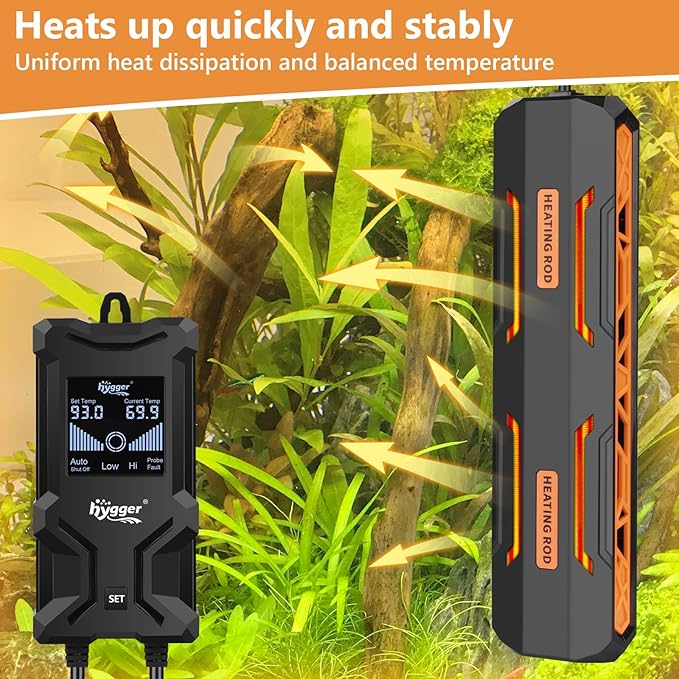 hygger Aquarium Heater, Submersible Fish Tank Heater with Over-Temperature Protection and Automatic Power-Off, Fish Heater with Digital Controller for Freshwater and Saltwater (400W)-PawvioPets