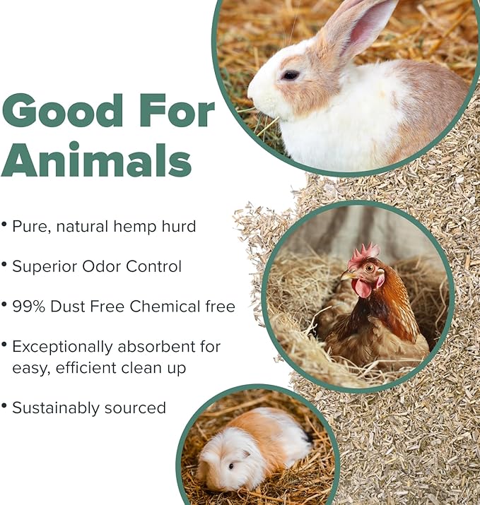 All Walks 40 Liter Hemp Bedding for Chicken Coops, Guinea Pigs, Hamsters, Rabbits, and Other Small Animals - 100% Natural, Superior Odor Control, Sustainably Sourced Pet Bedding - Made in America-PawvioPets