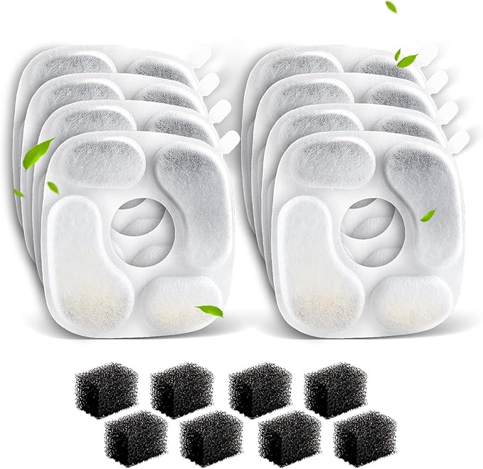 Cat Fountain Filters for 95 oz/2.8 Liter Automatic Pet Fountain Cat Fountain (8 Filters+8 Sponges)-PawvioPets
