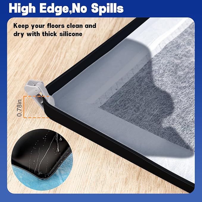 Dog Pee Pad Holder, Puppy Pad Holder Tray for 24'' x 24'' Training Pads, 15pcs Dog Potty Tray Set Include High Edge Silicone Mat & 6 Activated Charcoal Disposable Puppy Pads & 8 Holder Clamps-PawvioPets