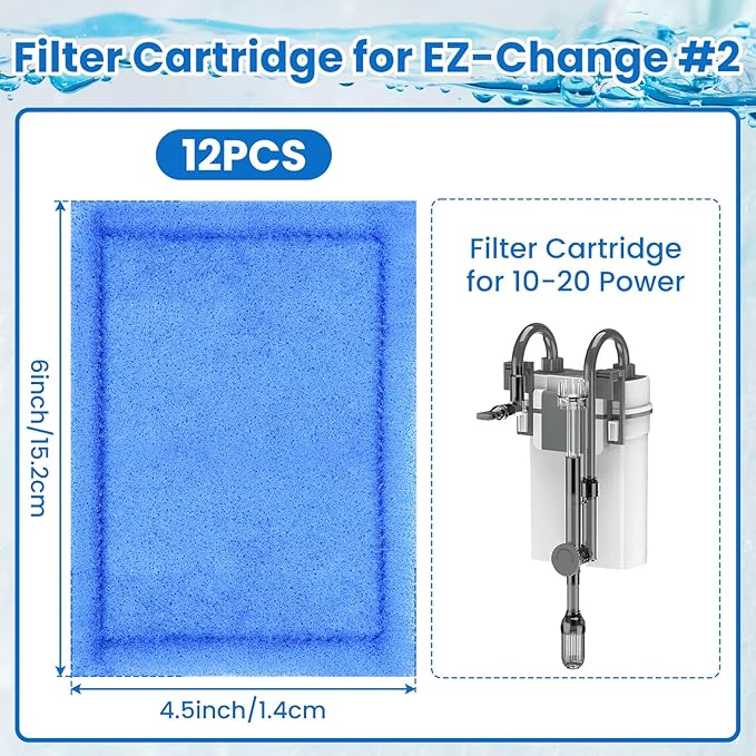 12 Pcs 10-20 Gallon Aquarium Filter Replacement for EZ-Change #2, Fish Tank Filter Cartridge for Aqua-Tech Brand 10 to 20 Power Filters for Healthier Fish-PawvioPets