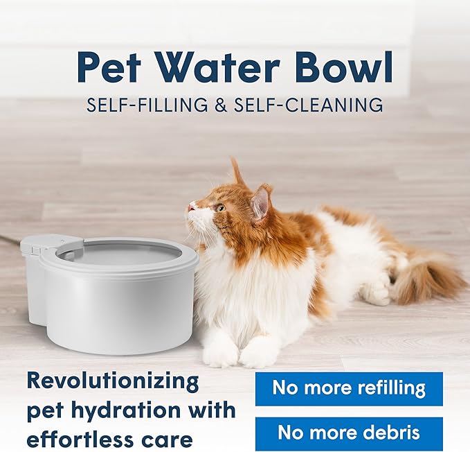 Always Full® 7" Pet Water Bowl and Wall Unit Bundle – Self-Refilling, Clean Filtered Water, Easy Home Connection, App-Enabled Hydration Tracking, Cat and Dog Water Bowls-PawvioPets