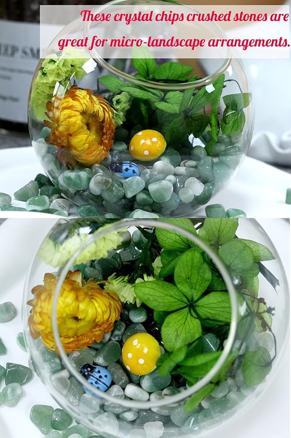 1lb Green Aventurine Aquarium Gravel Rocks Natural Tumbled Healing Crystal Chips Bulk Gemstones Crushed Stones for Fountain Vase Filler Planters Decorative Fish Tank Potted Reiki Energy Balancing-PawvioPets