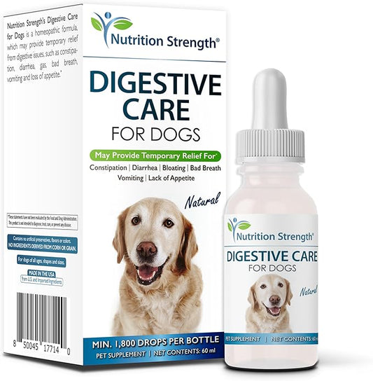 Digestive Care for Dogs, Natural Constipation Relief for Dogs and Puppies & Support for Diarrhea, Bloating, Bad Breath, Vomiting, Lack of Appetite, 60 Milliliters-PawvioPets