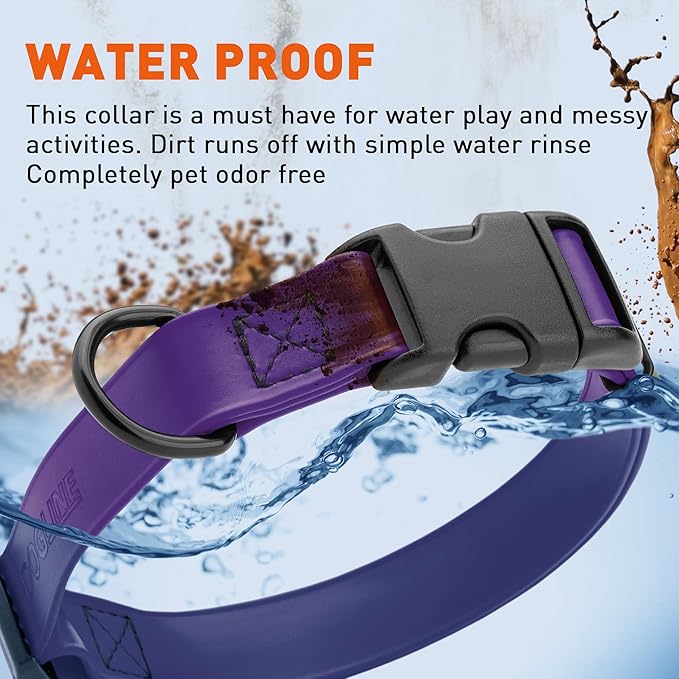 Dogline Biothane Waterproof Dog Collar with Quick Release Buckle Strong Coated Nylon Webbing with Odor- Proof for Easy Care Easy to Clean Fits Small Medium Large Dogs, Purple 3/4" W 12-19" L-PawvioPets