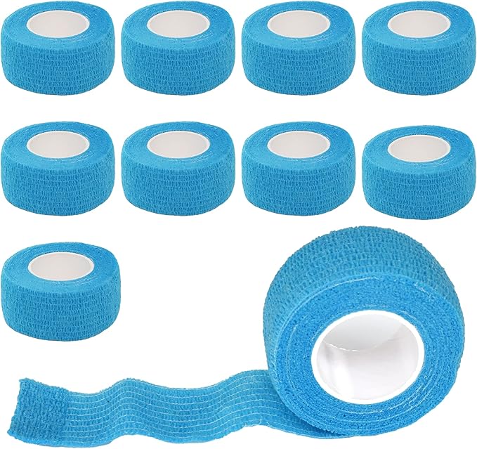 9 Pack 1" x 5 Yards Self Adhesive Bandage Wrap Self Stick Wrap for Ankle, Wrist, Finger, Sports, Breathable Cohesive Vet Tape for Pets (Light Blue)-PawvioPets