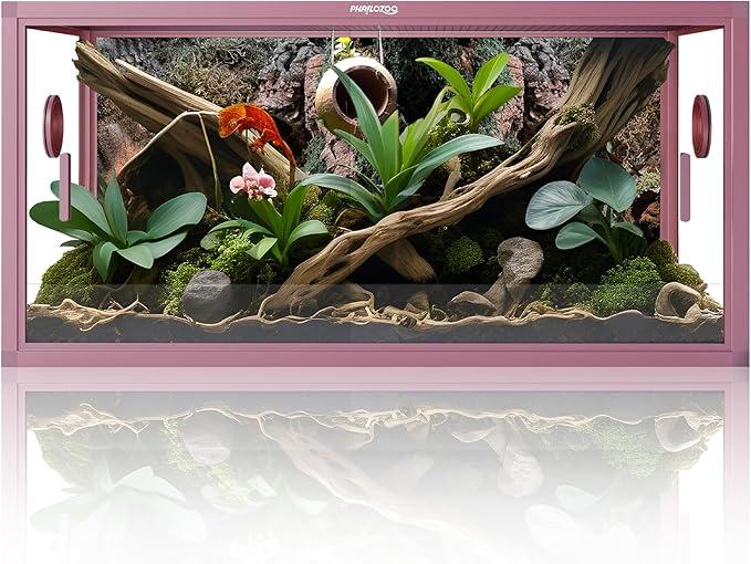 50 Gallon Bearded Dragon Tank, Reptile Enclosure for Easy Maintenance, Front Opening Reptile Tank with Top Screen Ventilation & Glass Sliding Door 36''x18''x18''-PawvioPets