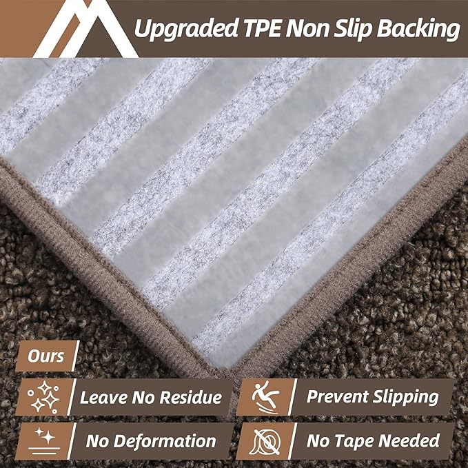 COSY HOMEER Edging Stair Treads Non-Slip Carpet Mat 28inX9in Indoor Stair Runners for Wooden Steps, Edging Stair Rugs for Kids and Dogs, 100% Polyester TPE Backing (7pc, Brown)-PawvioPets