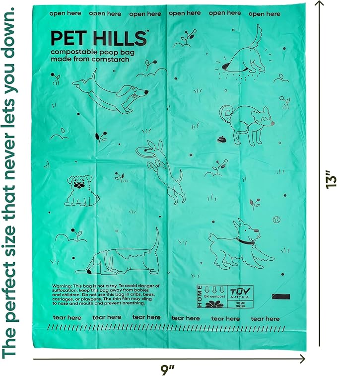 Compostable Dog Poop Bags – 120 Count Refill Rolls, TÜV OK Compost HOME Certified, Plant-Based Materials, Leakproof, Unscented, Extra Thick, Fits All Dispensers-PawvioPets