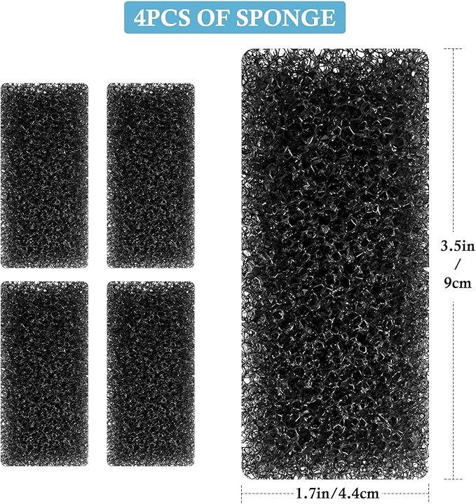 FEDOUR Submersible Aquarium Internal Filter, Filter with Water Pump for Fish Tank up to 35 Gallon (Sponge 4pcs for 8W)-PawvioPets