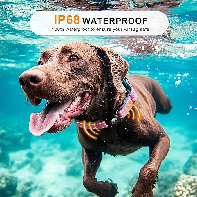 Airtag Dog Collar with Martingale Design, IP68 Waterproof Air Tag Collar Holder, Adjustable Reflective Soft Padded Nylon Dog Collar for Large Medium Small Dogs-PawvioPets