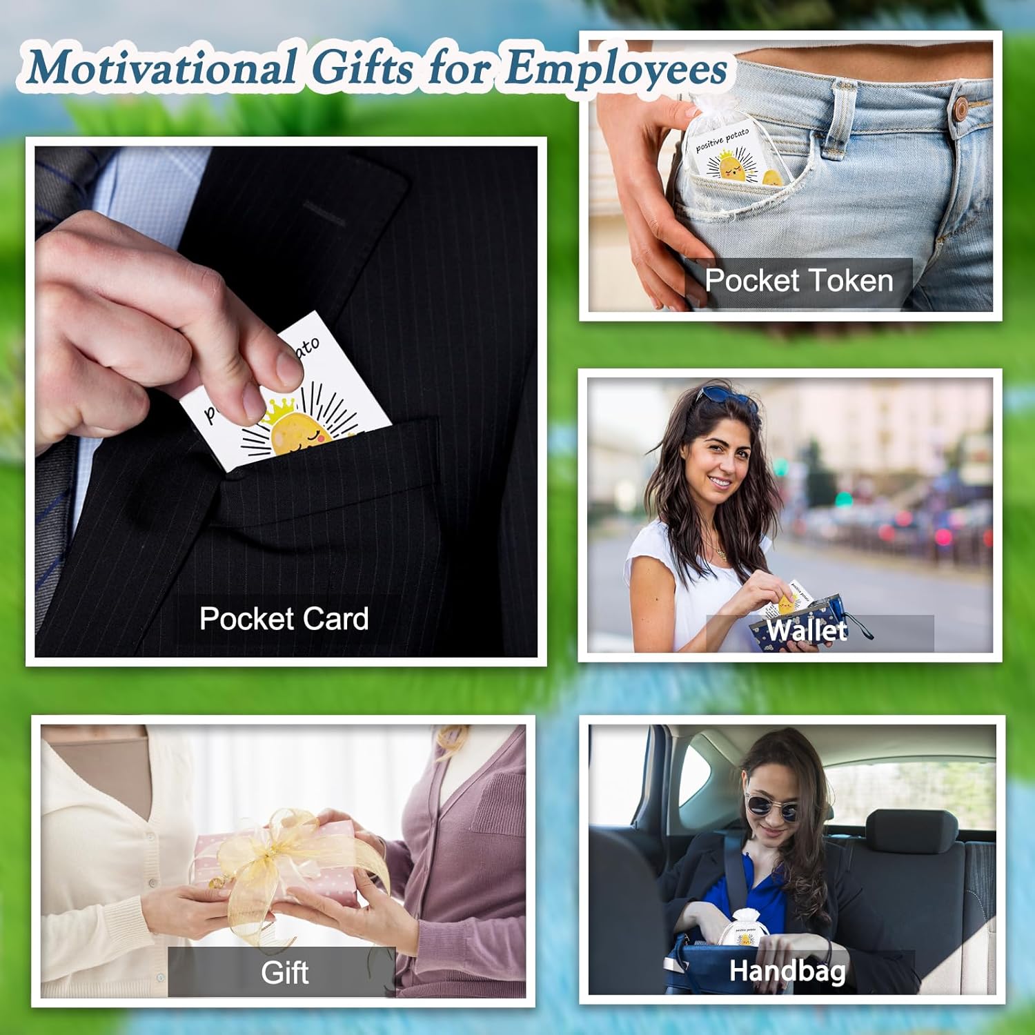 60 Set Positive Potato Bulk Employee Appreciation Gifts for Thank You Staff Back to School Student Teacher Coworker Nurse Pocket Gifts End of Year Student Gift Pun Inspirational Cards Office Gift