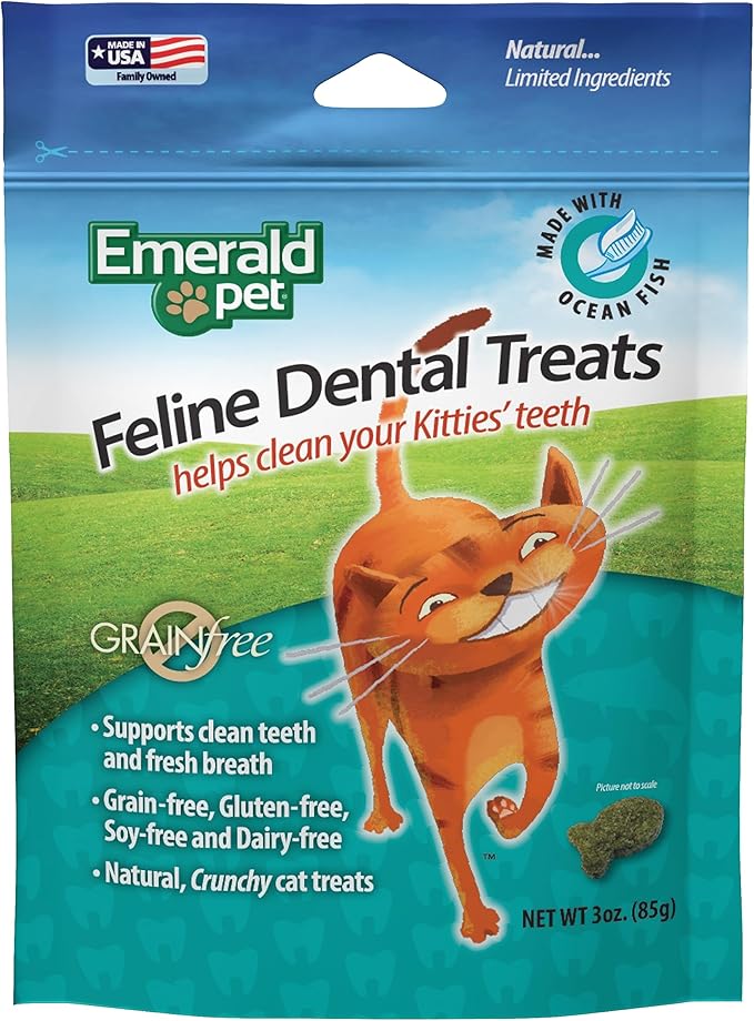 Feline Dental Treats — Tasty and Crunchy Cat Dental Treats Grain Free — Natural Dental Treats to Clean Cat Teeth, Freshen Cat Breath, and Reduce Plaque and Tartar Buildup — Ocean Fish Treats, 3 oz-PawvioPets