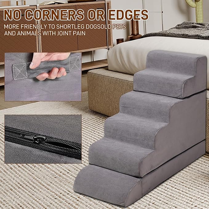 24-30inches High Dog Stairs & Steps for High Beds Tall, LitaiL 29inch 6 Steps Pet Stairs/Steps for High Beds Large Dogs, Non-Slip Dog Ramps for Small Dogs, for Older Cats-PawvioPets