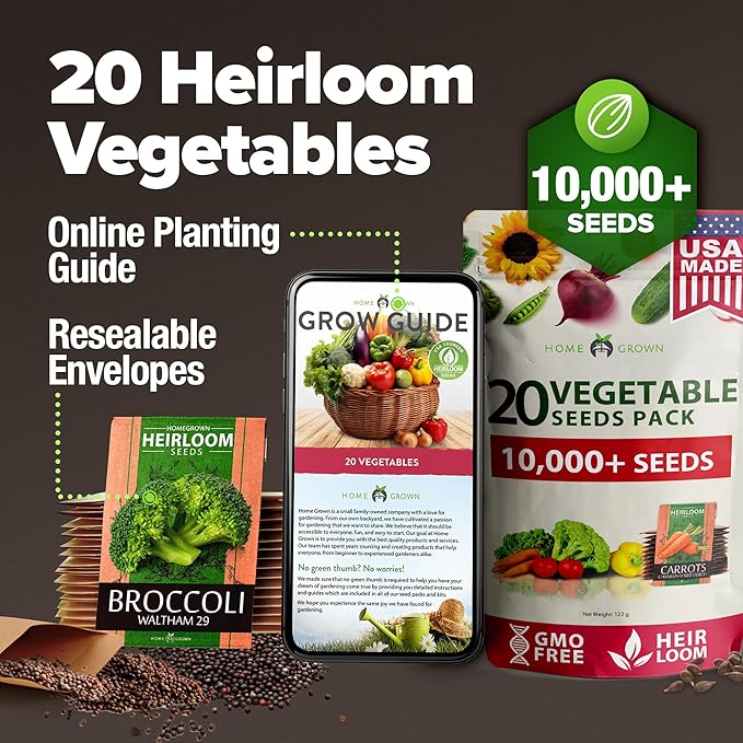 20 Heirloom Vegetable Seeds - 10,000+ Survival Seeds and Emergency Prepper Gear - Non GMO Vegetable Seeds for Planting Home Garden Variety Pack-PawvioPets