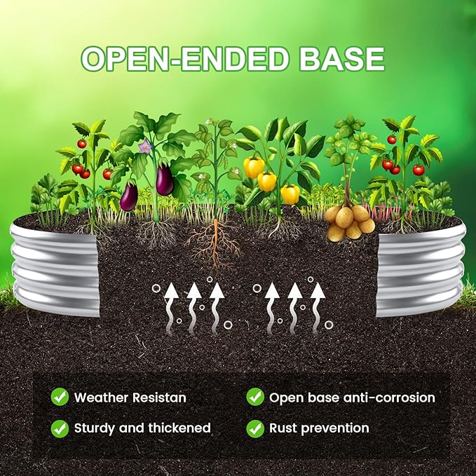 2pack 8×4×1ft Raised Garden Bed，Outdoor Galvanized Planter Boxes, Oval Large Metal Raised Garden Beds for Vegetables-PawvioPets