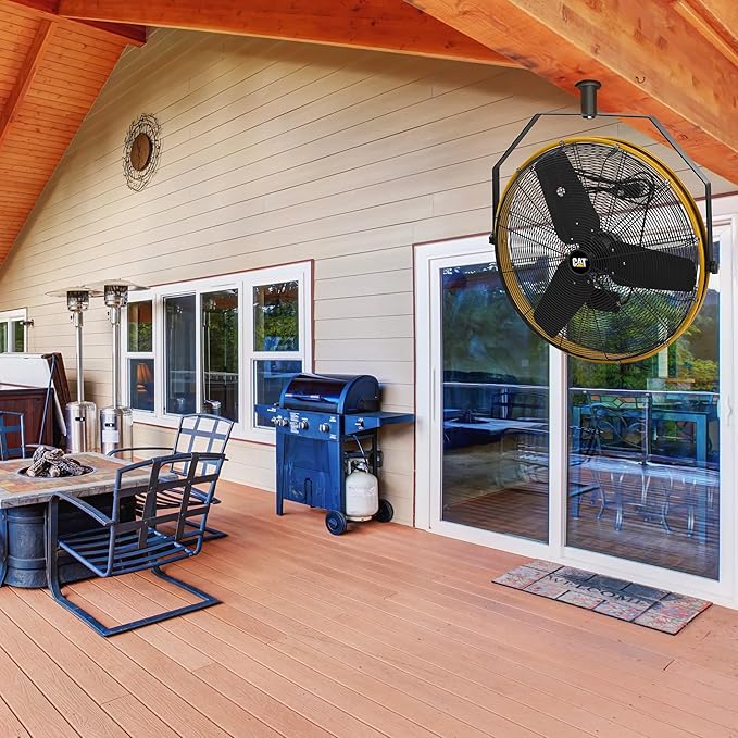 CAT 30 Inch Outdoor IPX4 Weatherproof High Velocity Wall Mounted Shroud Fan. 8900 CFM, 3 Speed - For Industrial, Commercial, & Residential Use. cETL Certified-PawvioPets