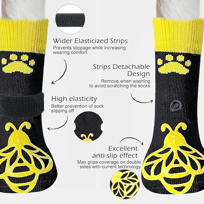 EXPAWLORER Anti Slip Dog Socks to Prevent Licking Paws, Dog Shoes for Hot Pavement, Dog Booties for Small Medium Large Senior Dogs, Traction Control Boots & Paw Protectors for Hardwood Floors-PawvioPets