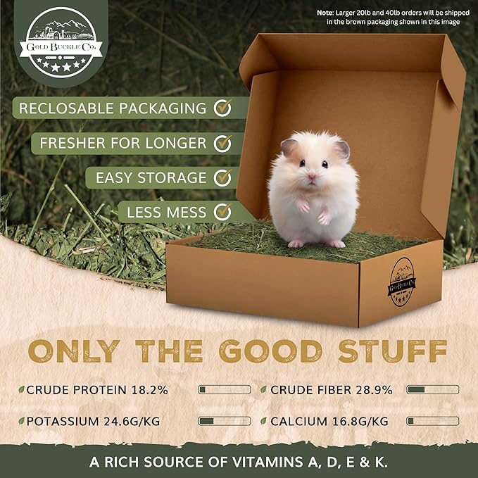 40lb Freshly Dried Organic Alfalfa Hay for Guinea Pigs, Rabbits, Chinchillas, Goats, Hamsters & Ferrets, Small Animal Food Rich in Protein & Fiber, Hand-Selected, Hand sorted, USA Grown-PawvioPets