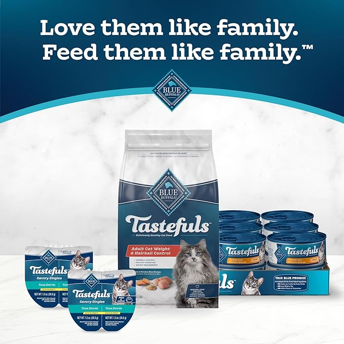 Blue Buffalo Tastefuls Adult Dry Cat Food for Weight Management & Hairball Control, Made in the USA with Natural Ingredients, Chicken Recipe, 7-lb Bag-PawvioPets