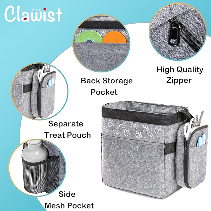 Dog Travel Bag with Treat Pouch, Airline Approved Dog Bags for Traveling, 2 Dog Food Travel Container, 2 Travel Bowls, Weekend Dog Travel Bag for Supplies, Dog Travel Kit Accessories-PawvioPets