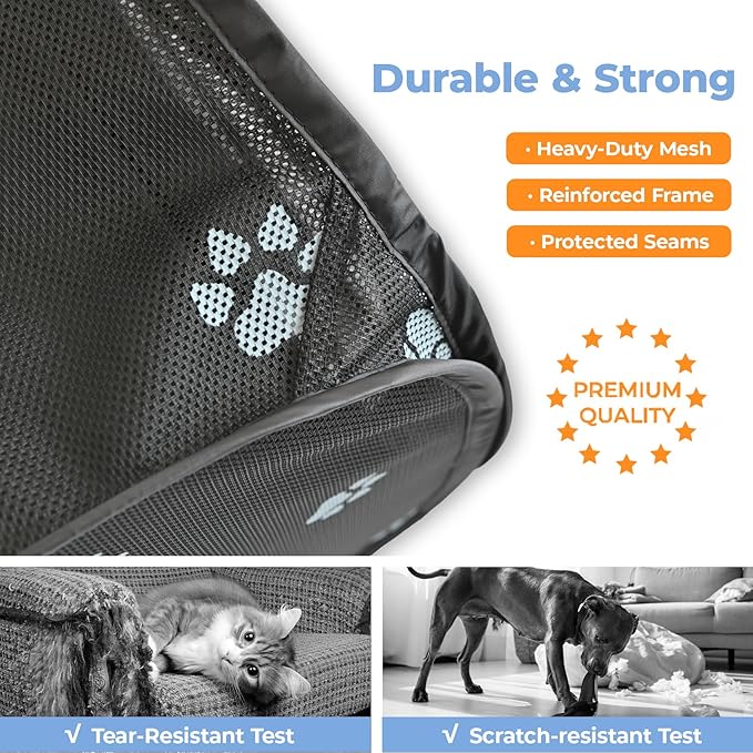 2-in-1 Cat Playpen, Pop Up Dog Pet Playpen for Indoor Outdoor Cats Enclosure, Portable Pet Playpen, Kitten Puppy Foldable Play Pen Cat Dog Tent Crate Cage Kennel(No Divider, Unified Space)-PawvioPets