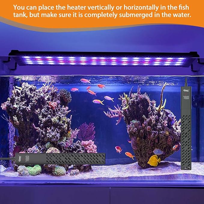 hygger Aquarium Heater, Upgraded Ceramic 25W/50W Small Fish Tank Heater with Digital LED Controller, Fast Heating, Precise Temperature Control, Turtle Tank Heater for Freshwater/Saltwater-PawvioPets