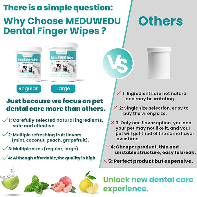 Dental Care Finger Wipes 60 Counts,Teeth Cleaning Finger Wipes for Dogs & Cats,Reduces Plaque & Supports Oral Freshness, Small Animal Stain Removers, Coconut Scent-PawvioPets