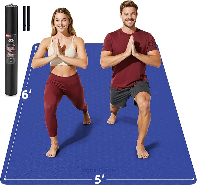 Extra Large Yoga Mat - 72"x35", 72"x48", 78"x57" - Wide TPE Exercise Mat for Home, Stretching, Couples & Family Workouts - 6-12mm Thick, Non-Slip & Waterproof - with Carry Bag and Straps-PawvioPets