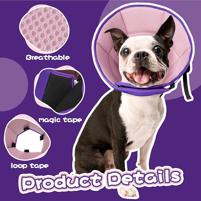 Dog Cone Collar After Surgery, Adjustable Soft Recovery Cone for Small Dogs to Stop Licking, Light-Weight Comfortable Elizabethan Collar for Dogs Anti-Bite Lick Protective Wound-PawvioPets