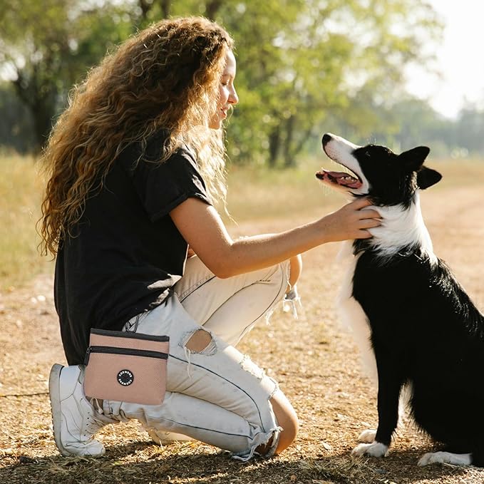 COOWONE Dog Treat Pouch with Pet Training Clicker, Detachable Dog Puppy Training Treat Bag, 900D Oxford Cloth Magnetic Closure Small Dog Walking Bag for Travel or Outdoor Use (Coffee)-PawvioPets