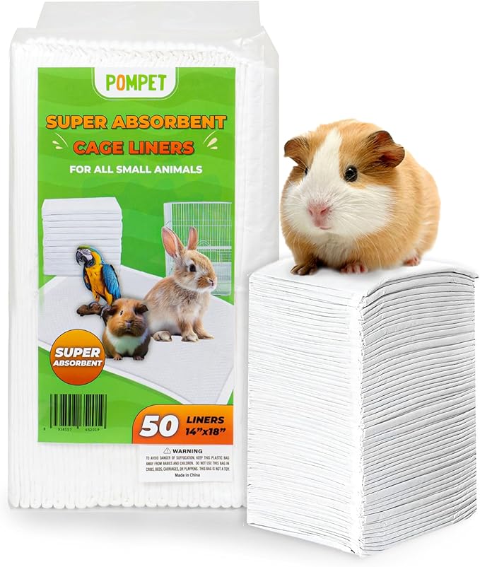 14"" X 18"" Disposable Guinea Pig Cage Liners 50 PCS, Rabbit, Hedgehog, Hamster, Chinchilla, Cat, Reptile and Other Small Animals-PawvioPets