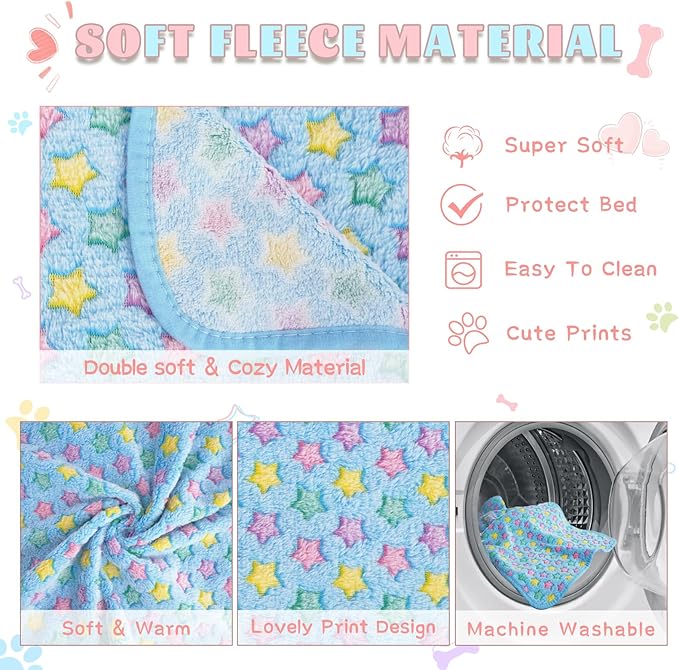 6 Pack Guinea Pig Cage Liner, Washable Guinea Pig Fleece Blankets Beding Accessories, Flannel Throw Warm Sleep Mat, Pet Pee Pads for Small Animal Hamster Rabbit Puppy Cat (Light Color, 30x20 Inch)-PawvioPets