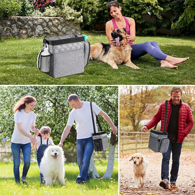 Dog Travel Bag with Treat Pouch, Airline Approved Dog Bags for Traveling, 2 Dog Food Travel Container, 2 Travel Bowls, Weekend Dog Travel Bag for Supplies, Dog Travel Kit Accessories-PawvioPets