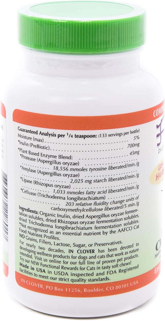 Fresh Digest Daily Digestive Aid and Immune Support Supplement for Cats, Natural Prebiotic and Enzyme Powder for Healthy Stools, Hairball Control, Stop Litterbox Odor, Works Fast 100g/3.5oz-PawvioPets