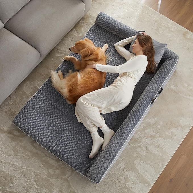 BFPETHOME Orthopedic Dog Beds for Extra Large Dogs, Waterproof Sofa XXL Dog Bed with Sides, Non-Slip Bottom and Egg-Crate Foam Big Pet Couch Bed with Washable Removable Cover,Pet Bed for Large Dogs-PawvioPets