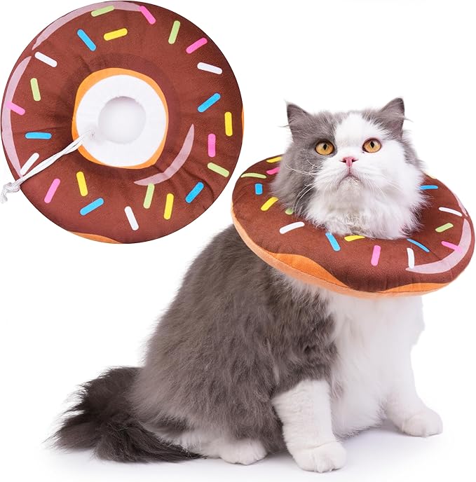 Cat Cone Collar Soft, Cat Recovery Collar for Wound Healing Cute Donut Adjustable Kittens Cones to Stop Licking Comfortable Lightweight Neck Elizabethan Collars for Cats Kittens After Surgery-PawvioPets