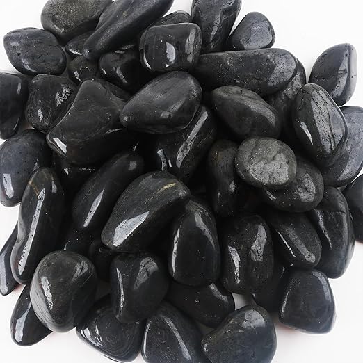 8LB 1"-2" Black River Rocks for Plants, Polished Pebbles for Garden Landscaping, Planters, Aquariums, Vase Fillers – Indoor & Outdoor Decor-PawvioPets