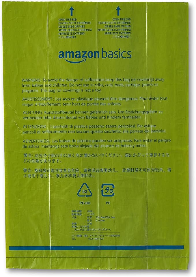 Amazon Basics Dog Poop Bags with Dispenser, 540 Count, Enhanced for Guaranteed Leakproof, Talcum Powder Scented, Includes Leash Clip-PawvioPets