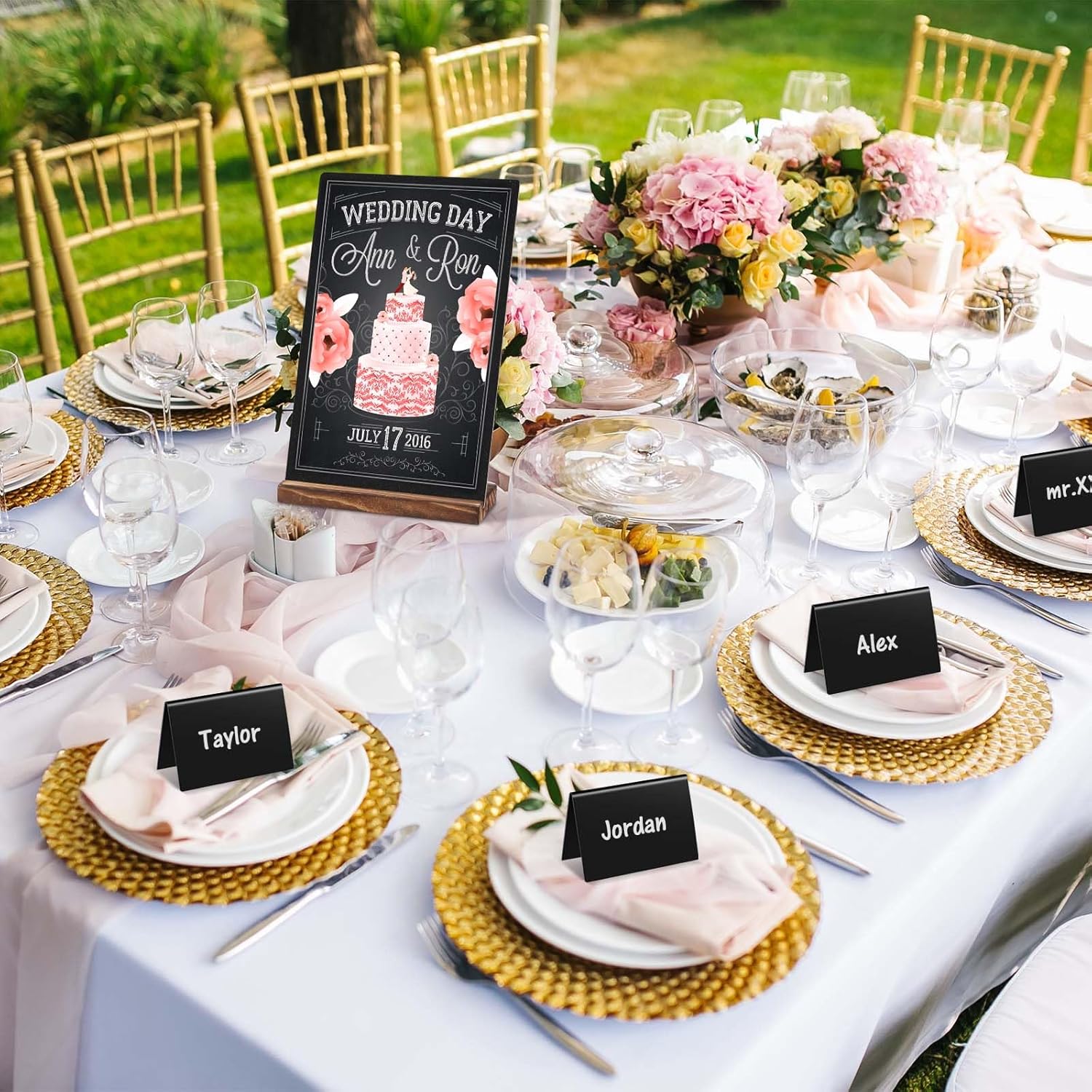 29 Pcs Chalkboard Sign Set, 7.9" x 5.1" Desktop Board Sign with Wood Base, 4" x 3" Mini Chalkboard Signs, Place Cards, Menu, Message Board, for Shop, Weddings, Parties and Event Decoration