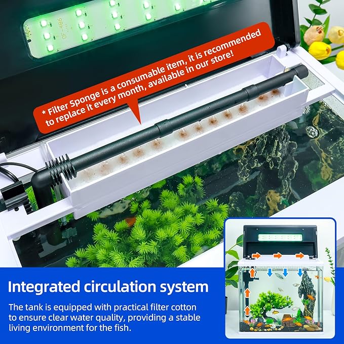 8 Gallon High-Transparency Fish Tanks, Betta and Goldfish Tanks with Filter, Light, Seven-Color LED, Integrated Oxygenation, Filtration, and Circulation, and Aquarium Starter Kits-PawvioPets