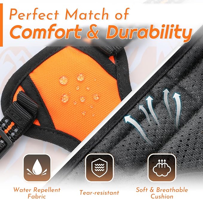 Eagloo Small Dog Harness No Pull, Service Vest with Reflective Strips and Control Handle, Adjustable and Comfortable for Easy Walking, No Choke Pet Harness with 2 Metal Rings, Orange, XS-PawvioPets