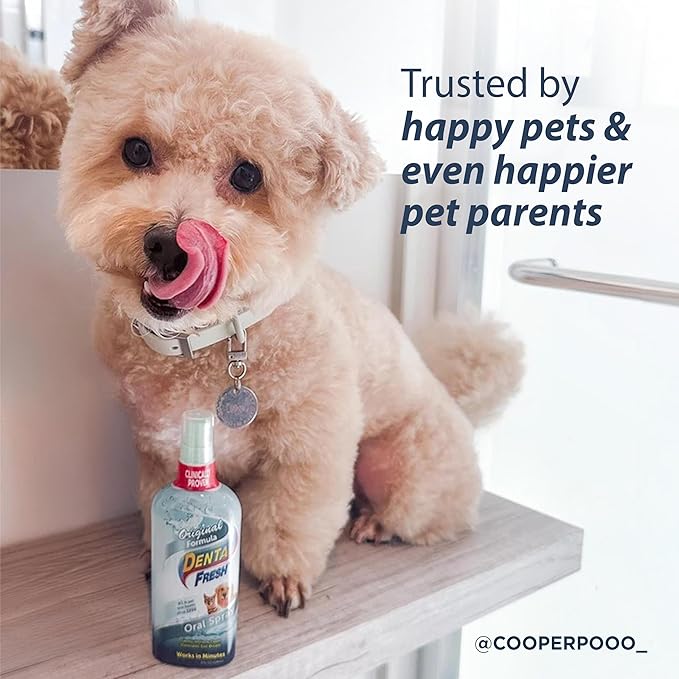 Dental Fresh Oral Spray for Dogs and Cats, Eliminates Bad Breath and Protects Their Teeth & Gums, 4 Fl Oz.-PawvioPets