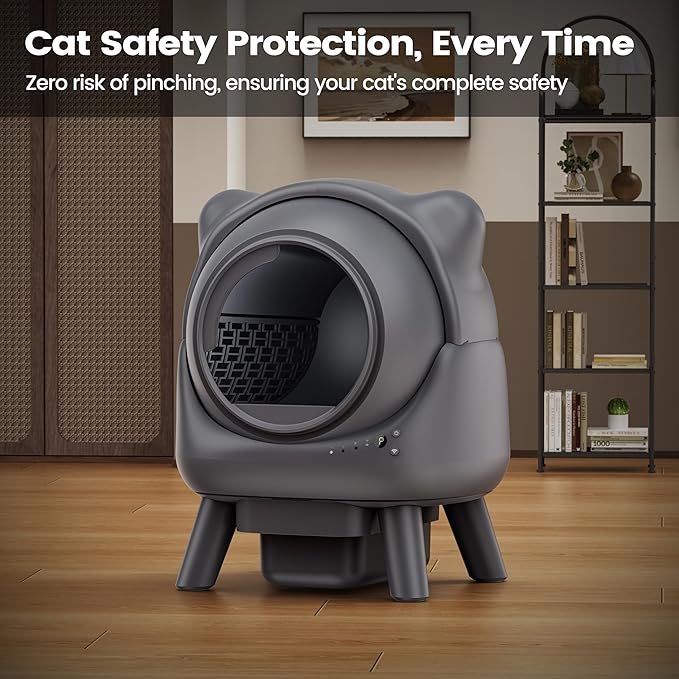 Automatic Cat Litter Box for Cats, Self Cleaning Litter Box, 65L Robot with APP Control, Safety Protection, 1 Roll Garbage Bags-PawvioPets